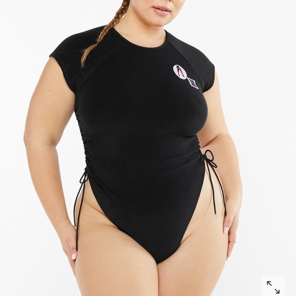 Savage X Fenty 70s Ruched Terry Thong Teddy Bodysuit Black Size XL NWT - Picture 1 of 12